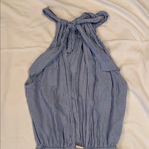 blue and white romper